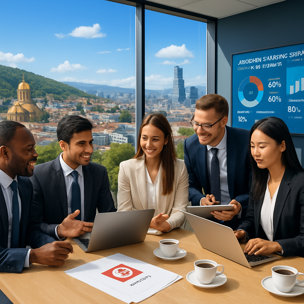 Workers at the office in Tbilisi